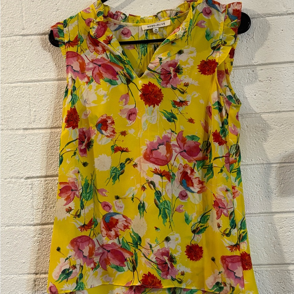 Rose & Olive Yellow Floral Blouse